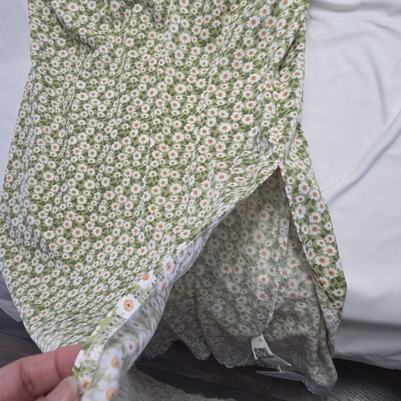 SHEIN VCAY Green Daisy Midi Dress 3XL Plus Size - Picture 6 of 11